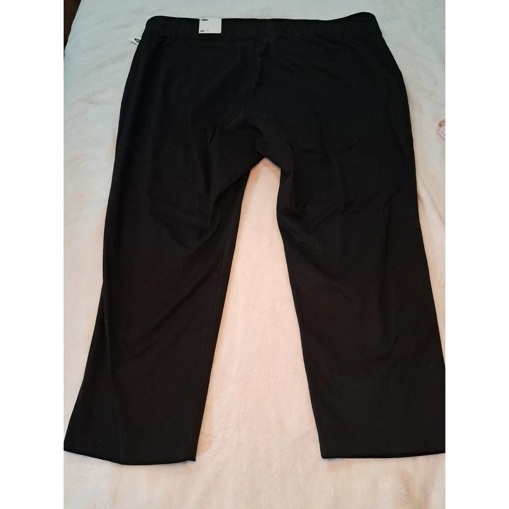 Old Navy Plus Pull On Black Pants Woven Cotton Elastane Size 26 NWT